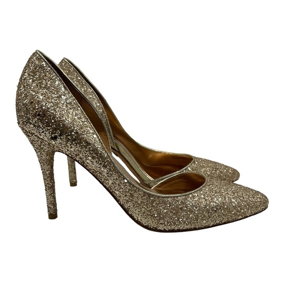 Badgley Mischka Daisy II Gold Glitter D’Orsay Pumps Evening Event Heels 9.5 - Picture 2 of 13